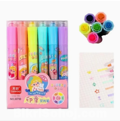 Tianhao Highlighter Cartoon Pattern 6 pcs Pack